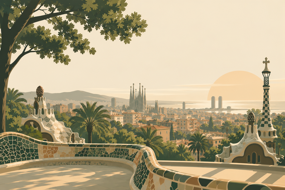 Stylized country illustration for Barcelona AltinhaLife community